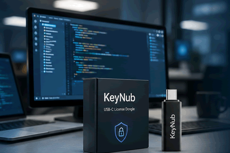 Software vendor protecting an application with a KeyNub USB-C license dongle
