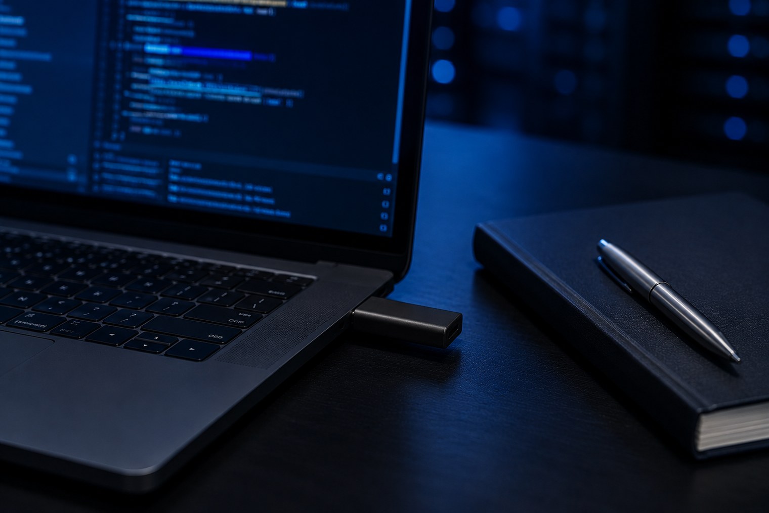 KeyNub USB-C hardware security module plugged into a laptop running certificate authority software